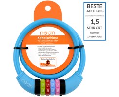 nean Fahrrad-Kabel-Schloss für Kinder mit Zahlen 10 x 650 mm verschiedene Farben