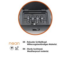 nean Fahrrad-Bügel-Schloss mit Zahlen und Halterung Ø 16 mm, 227,5 x 146mm Schwarz