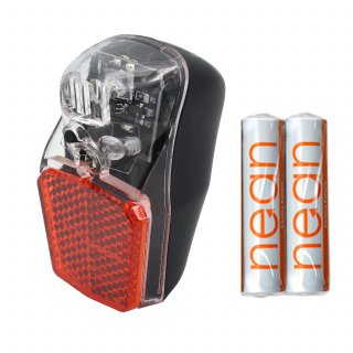 nean Fahrrad Rückleuchte mit Batterien, Reflektor und StVZO-Zulassung, 7 Candela