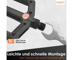 nean Fahrradpedal "Sport" mit Reflektor, StVZO-Zugelassen, 9/16", 2er-Set
