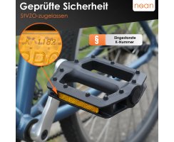 nean Fahrradpedal "Sport" mit Reflektor, StVZO-Zugelassen, 9/16", 2er-Set