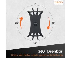 nean Fahrrad Lenker Silikon Smartphone Handyhalterung 360° Grad, schwarz
