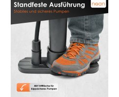 nean Fahrrad Luftpumpe Standpumpe mit Ventiladaptern, 450 ml, schwarz