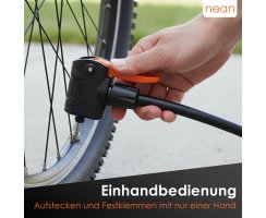 nean Fahrrad Luftpumpe Standpumpe mit Ventiladaptern, 450 ml, schwarz