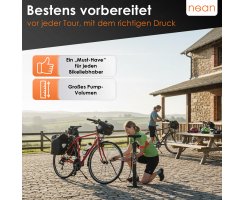 nean Fahrrad Standluftpumpe mit Ventiladaptern, 450 ml, schwarz